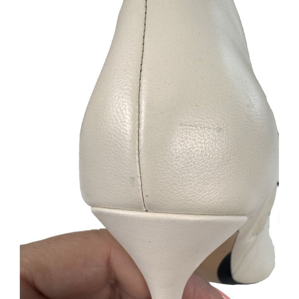 Zara Cream Ankle Boots 38 7.5 Zip Ivory Heel 3.5" Chic Minimal Luxe Street FLAW - Picture 7 of 16
